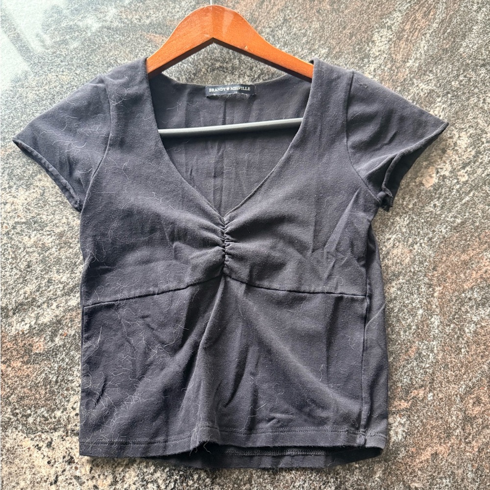 Brandy Melville Short Sleeve V-Neck Top
